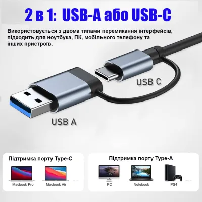 Концентратор Dynamode USB-C + UAB-A to 1xUSB 3.0 + 6xUSB 2.0 gray (DM-UH-701AC) - мініатюра 6
