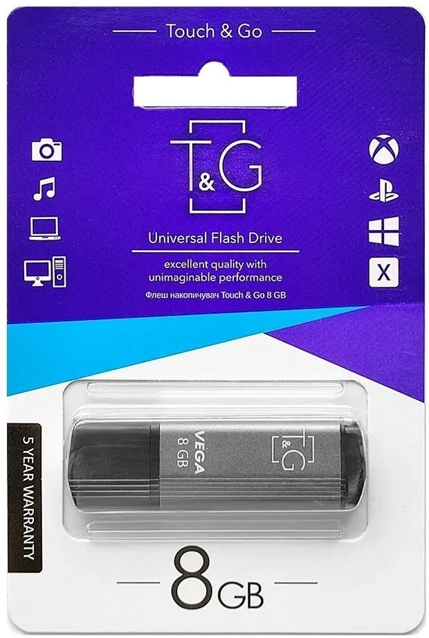 Флеш-накопичувач USB 8GB T&G 121 Vega Series Grey (TG121-8GBGY) - мініатюра 2