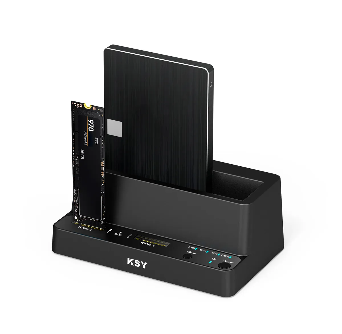 Док-станція клонір. Maiwo для 2*NVMe M.2 SSD і 1*HDD 2,5"/3,5" SATA/SSD - USB3.2 Gen2 чорна - зображення 1