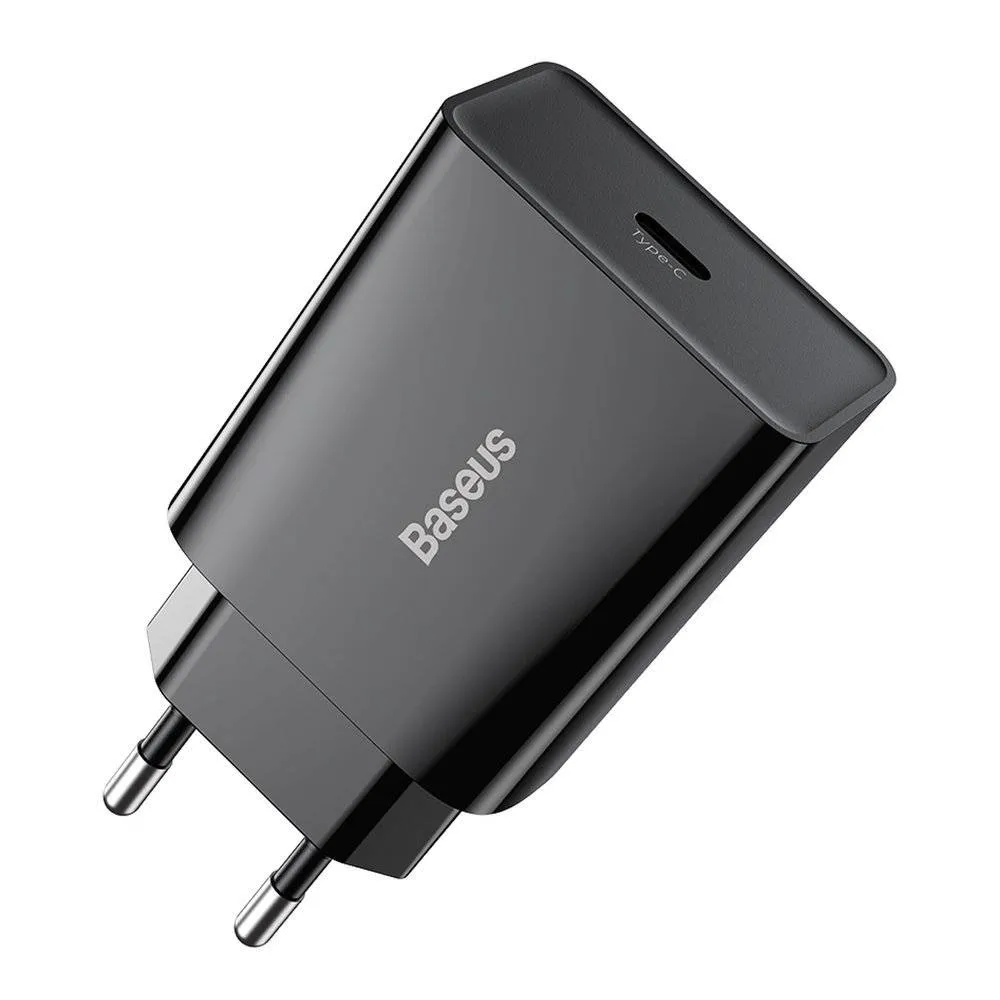 Мережевий зарядний пристрій Baseus Speed Mini PD Charger (1USB-C) 20W Black (CCFS-SN01) - зображення 1