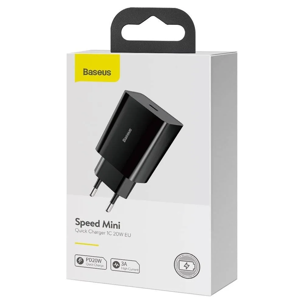 Мережевий зарядний пристрій Baseus Speed Mini PD Charger (1USB-C) 20W Black (CCFS-SN01) - мініатюра 5