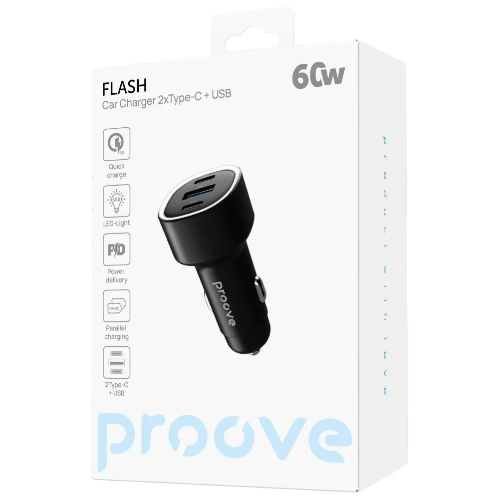 АЗП Proove Flash 60W (2Type-C + USB) (black) - мініатюра 2