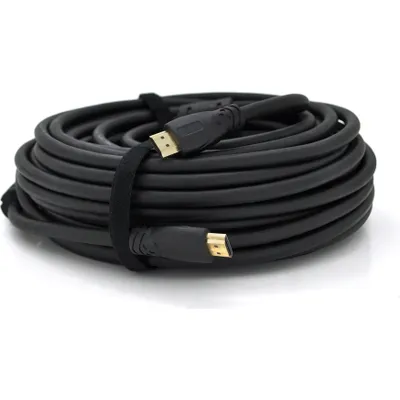 Кабель Ritar PL-HD347 HDMI-HDMI 19+1, Ultra HD 4Kx2K, 2160P, 15.0m, v2,0, OD-8.5mm, з фільтром, круглий Black, коннектор Gold, Пакет, Q25 - зображення 1