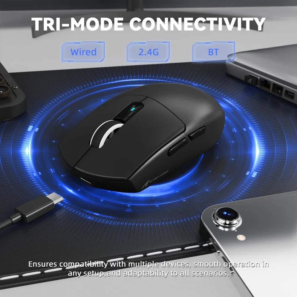 Мишка Attack Shark G3 PRO, Wireless/Bluetooth, 25000dpi. (PAW3311), 6кн., Black - мініатюра 3