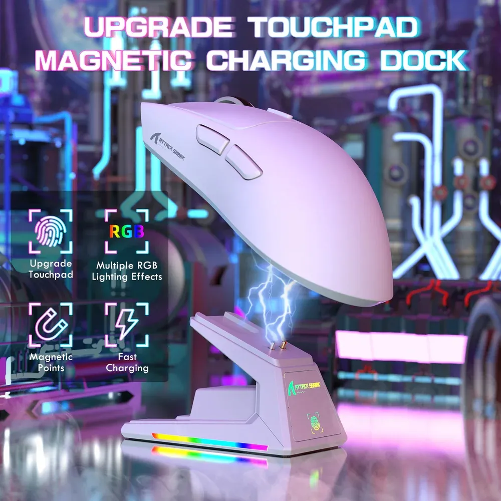 Мишка Attack Shark X1, Wireless/Bluetooth, 40000dpi. (PAW3395PRO), 6кн., White - мініатюра 4