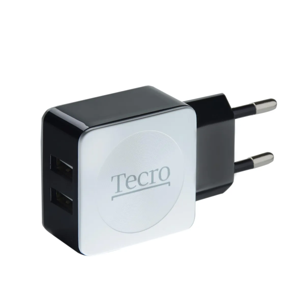 Мережевий зарядний пристрій Tecro (2xUSB, 2.1A) Black, White (TR-CHG02-BW) - зображення 1