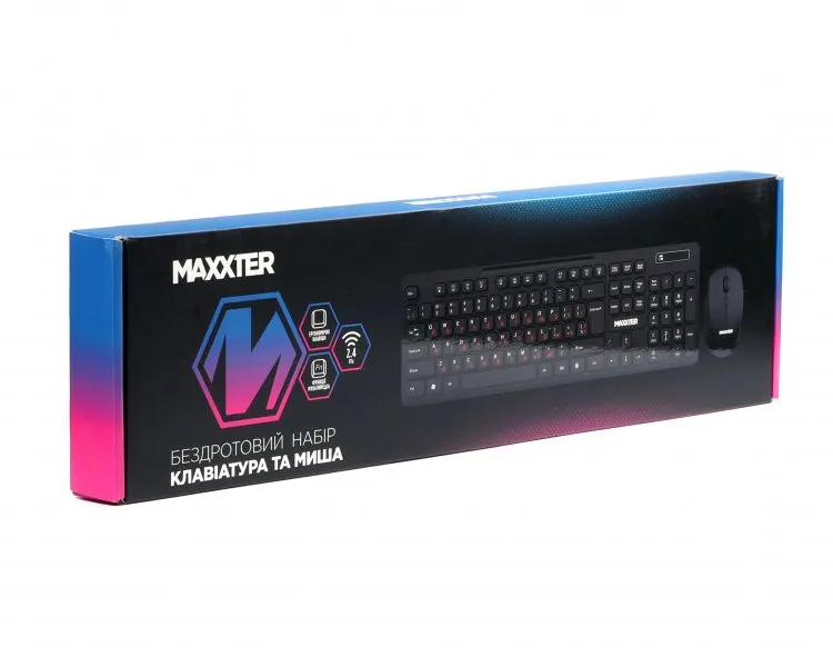 Комплект (клавіатура, миша) бездротовий Maxxter KMS-WCM-02B-UA Black - мініатюра 5