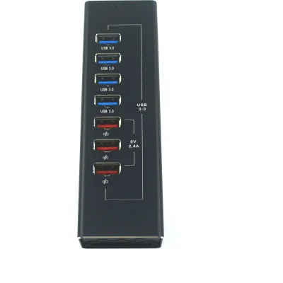 Концентратор Dynamode 4*USB3.0 data ports + 3*2.4А charge with Power Adaptor metal (DM-UH-P407) - мініатюра 4