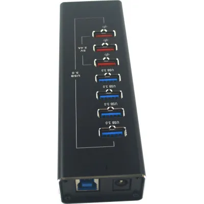 Концентратор Dynamode 4*USB3.0 data ports + 3*2.4А charge with Power Adaptor metal (DM-UH-P407) - мініатюра 5
