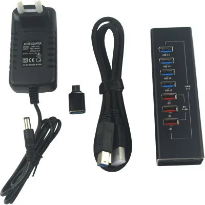 Концентратор Dynamode 4*USB3.0 data ports + 3*2.4А charge with Power Adaptor metal (DM-UH-P407) - мініатюра 6