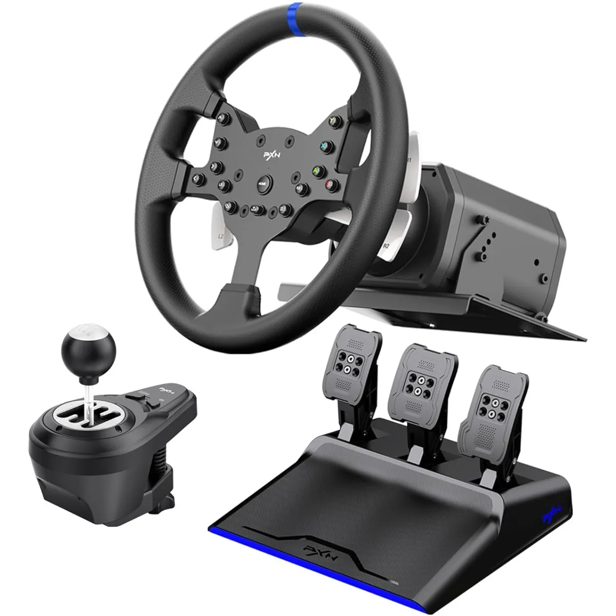 Кермо і педалі, коробка передач PXN-V99 Bundle for PS4/XBOX/Xbox Series X|S/PC - зображення 1