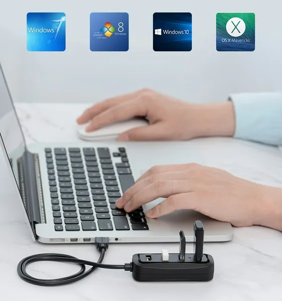Концентратор Vention USB Hub 4-Port 2.0 Black, 0.15 m (VAS-J43) - мініатюра 2