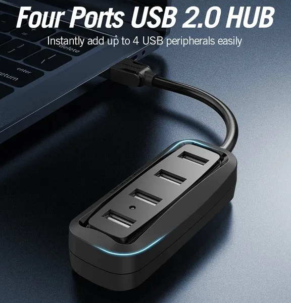Концентратор Vention USB Hub 4-Port 2.0 Black, 0.15 m (VAS-J43) - мініатюра 5