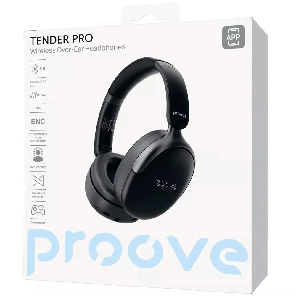 Bluetooth-гарнітура Proove Tender Pro with ANC (APP) Black (HPTP0001AP01) - мініатюра 5