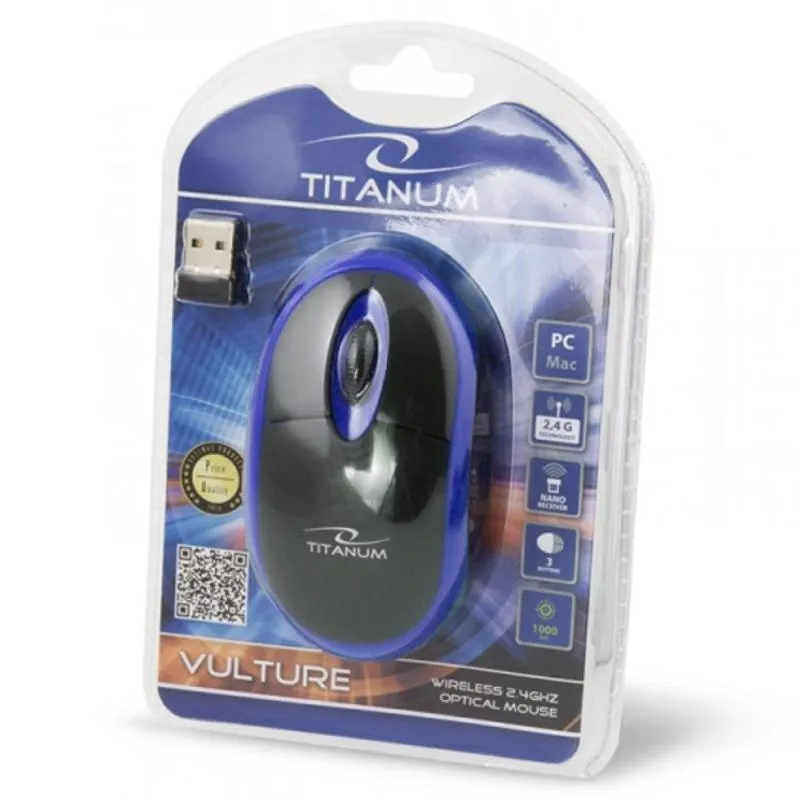 Мишка бездротова Esperanza Titanum TM116B Black-Blue USB - мініатюра 3