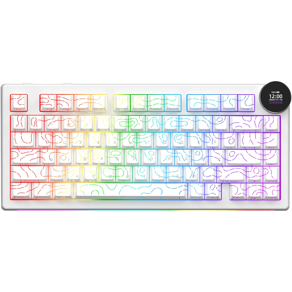 Клавіатура бездротова Ajazz AK820 V2 White Peach Switch White (AK820-V2-WP-S-W) - зображення 1