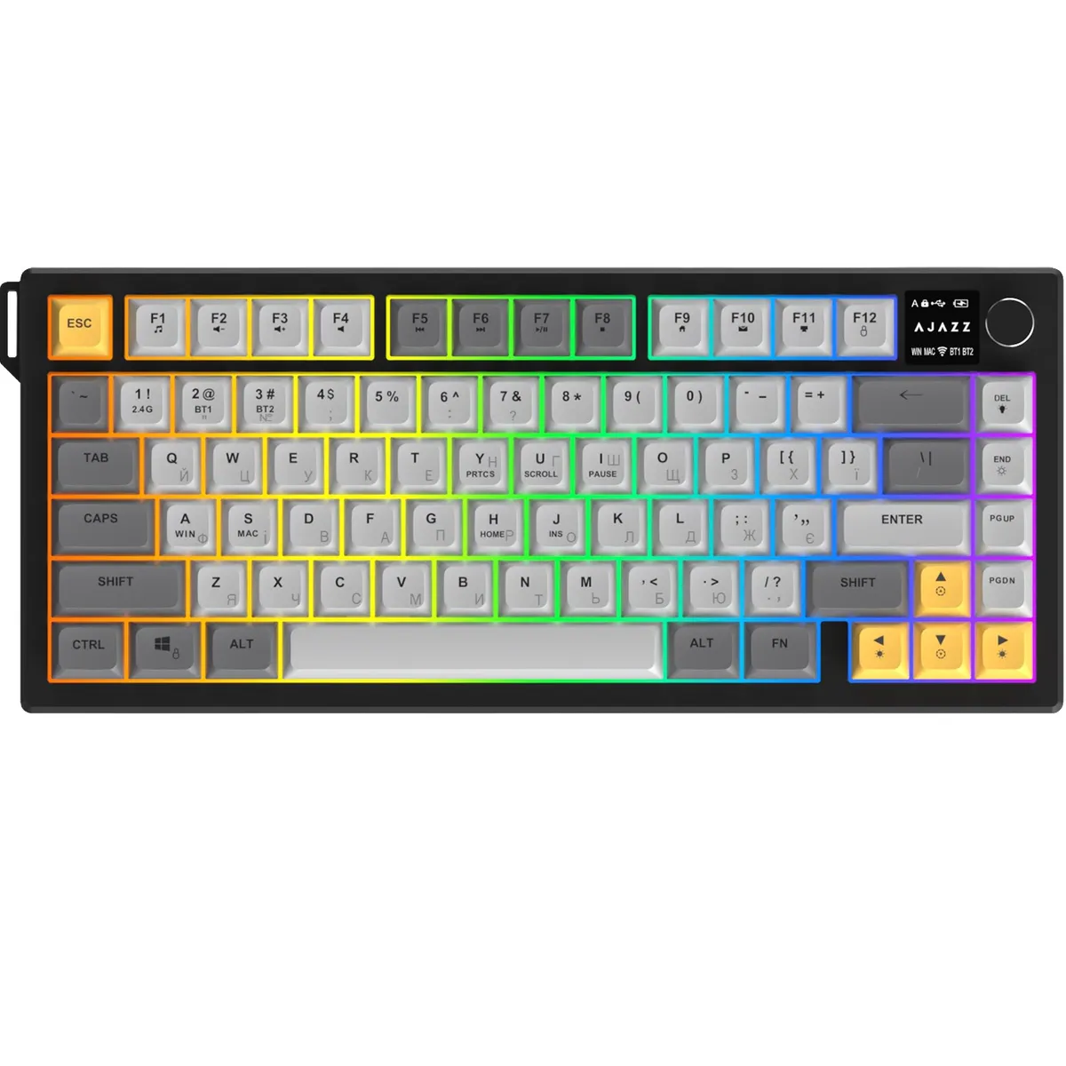 Клавіатура бездротова Ajazz AF82 Black/Gray/Yellow (AF82-BGY) - зображення 1
