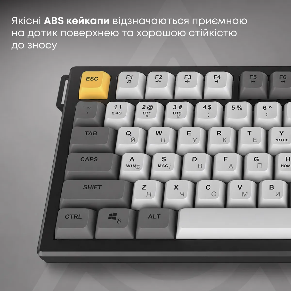 Клавіатура бездротова Ajazz AF82 Black/Gray/Yellow (AF82-BGY) - мініатюра 11