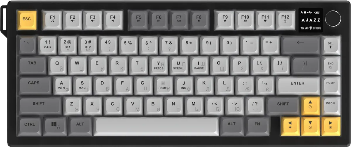 Клавіатура бездротова Ajazz AF82 Black/Gray/Yellow (AF82-BGY) - мініатюра 2