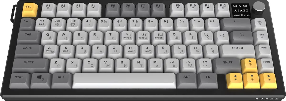 Клавіатура бездротова Ajazz AF82 Black/Gray/Yellow (AF82-BGY) - мініатюра 3