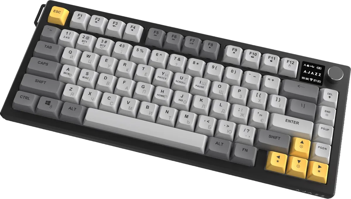 Клавіатура бездротова Ajazz AF82 Black/Gray/Yellow (AF82-BGY) - мініатюра 4
