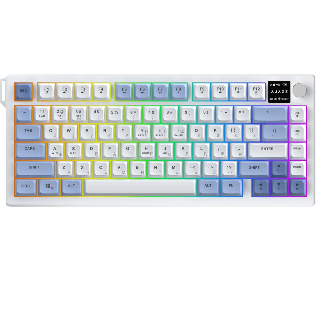 Клавіатура бездротова Ajazz AF82 Blue/White (AF82-BW) - зображення 1
