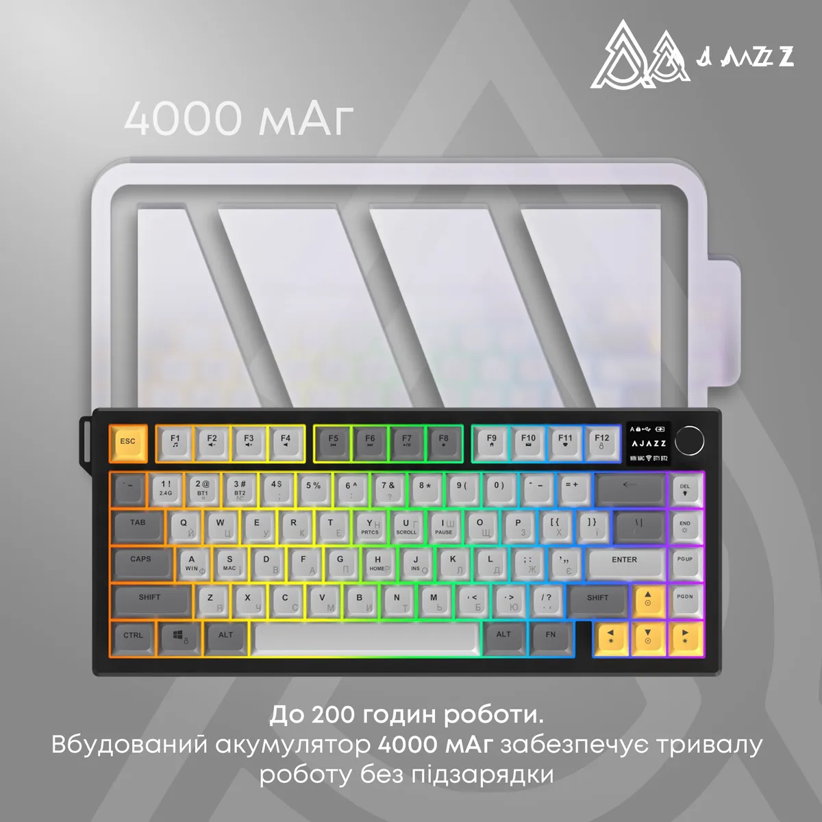 Клавіатура бездротова Ajazz AF82 Blue/White (AF82-BW) - мініатюра 10