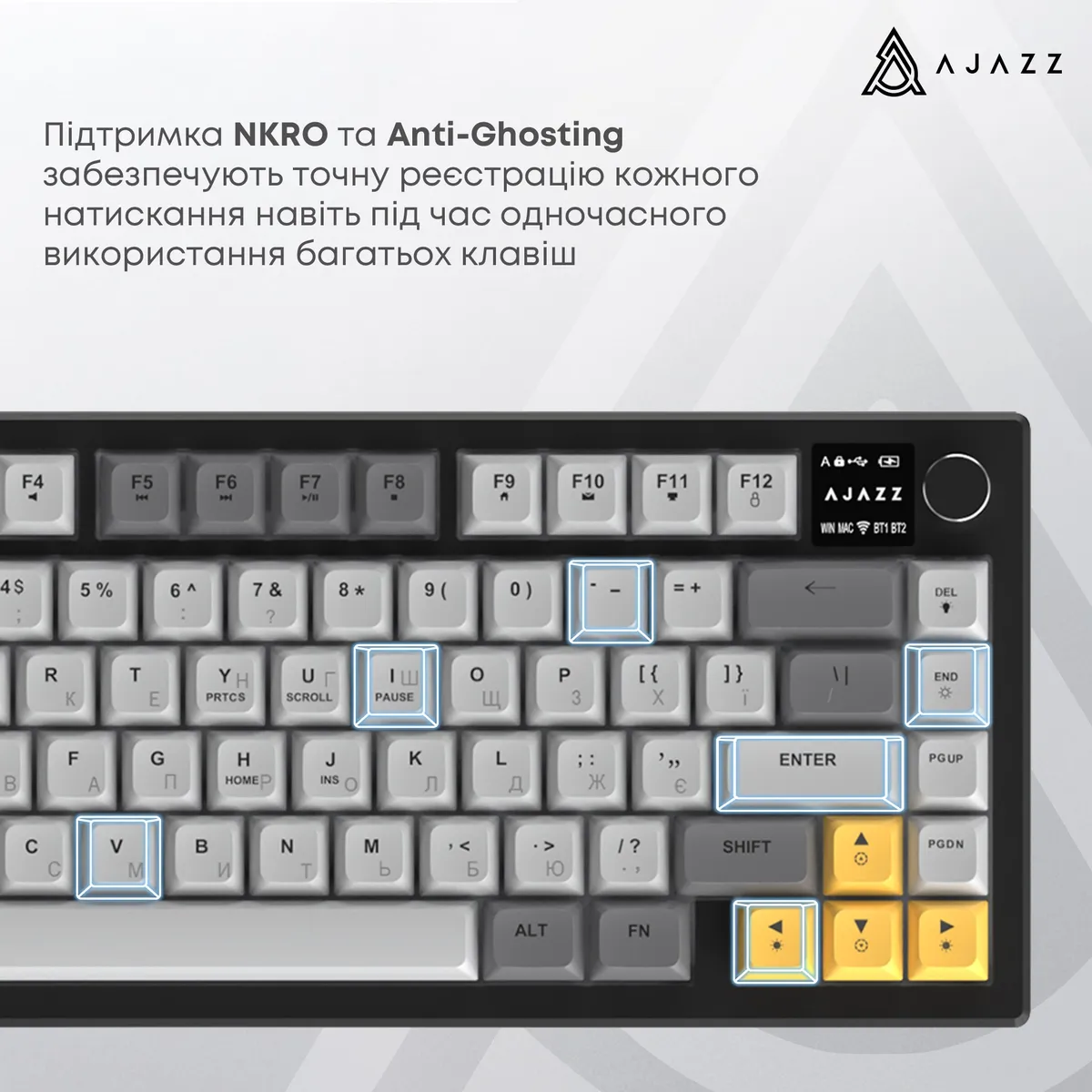 Клавіатура бездротова Ajazz AF82 Blue/White (AF82-BW) - мініатюра 11
