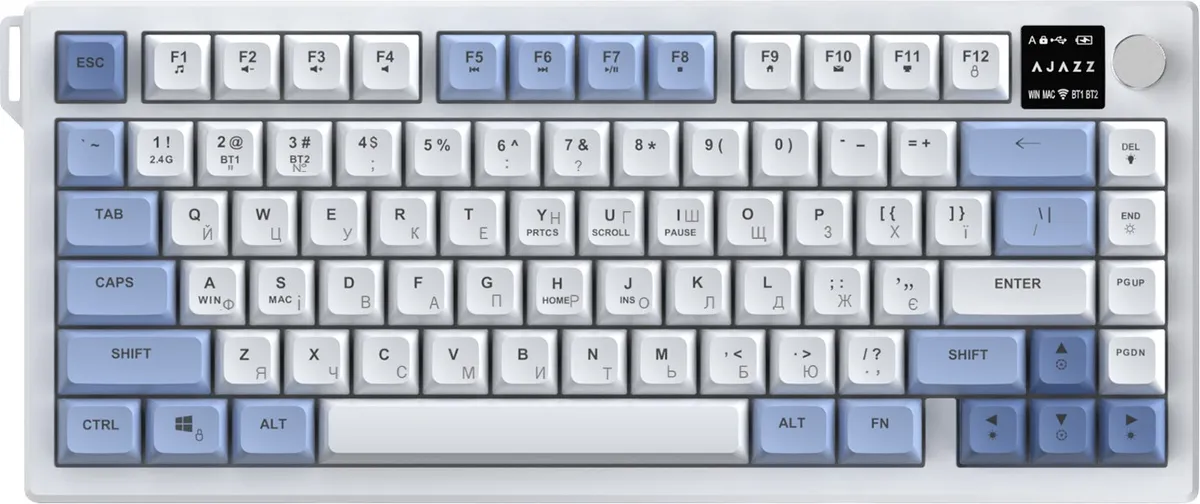 Клавіатура бездротова Ajazz AF82 Blue/White (AF82-BW) - мініатюра 2