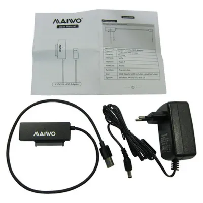 Адаптер Maiwo USB 3.0 to HDD SATA 2,5"/3,5"/5,25"/SSD, PA 2V/2A black (K10435A) - мініатюра 3