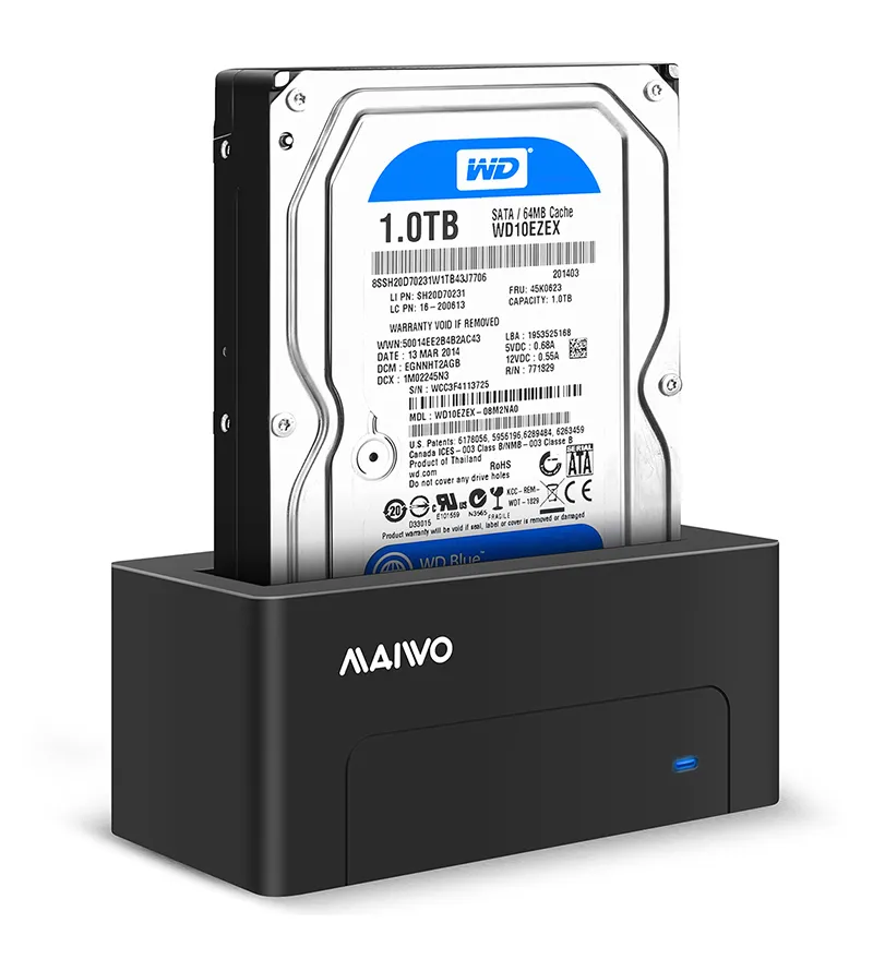 Док-станція Maiwo для HDD 2,5"/3,5" SATA через USB3.0 безгвинтіве кріплення пластик чорна - зображення 1