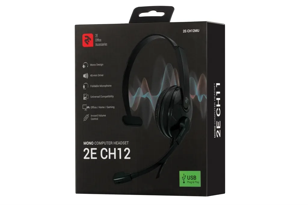 Гарнітура 2E CH12 On-Ear USB Black (2E-CH12MU) - мініатюра 7