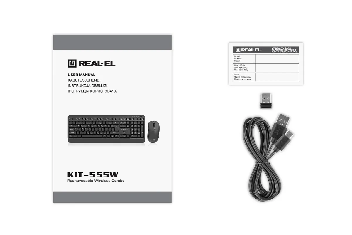 Комплект (клавіатура, миша) бездротовий REAL-EL Kit-555W Black - мініатюра 3
