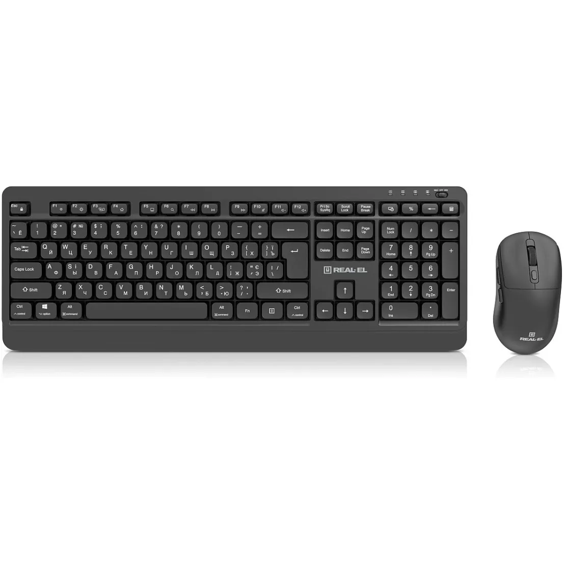 Комплект (клавіатура, миша) бездротовий REAL-EL Kit-555W Black - мініатюра 8