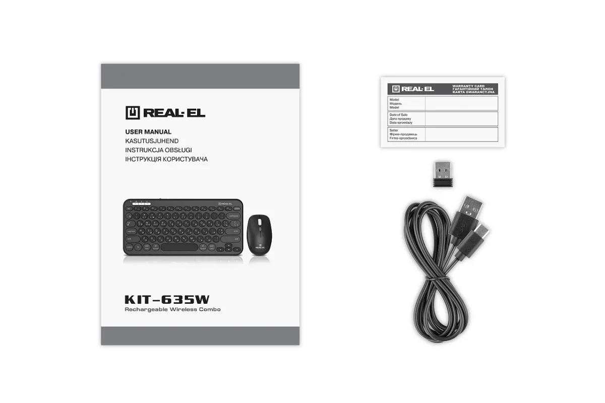 Комплект (клавіатура, миша) бездротовий REAL-EL Kit-635W Black - мініатюра 5