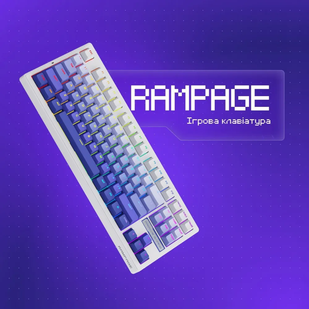 Бездротова клавіатура Proove Gaming Rampage (Ukraine Layout) (gradient purple/black) - мініатюра 2
