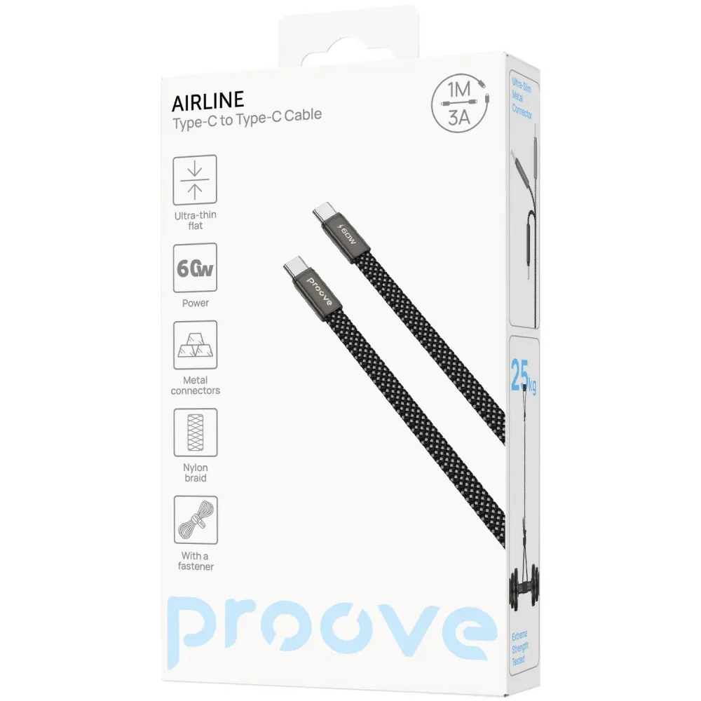 Кабель Proove AirLine Type-C to Type-C 60W (1m) (black) - мініатюра 2