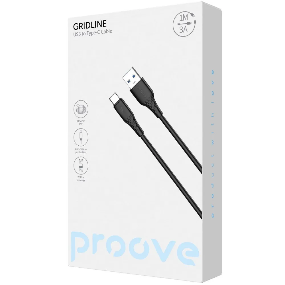 Кабель Proove GridLine USB to Type-C 3A (1m) (white) - мініатюра 2