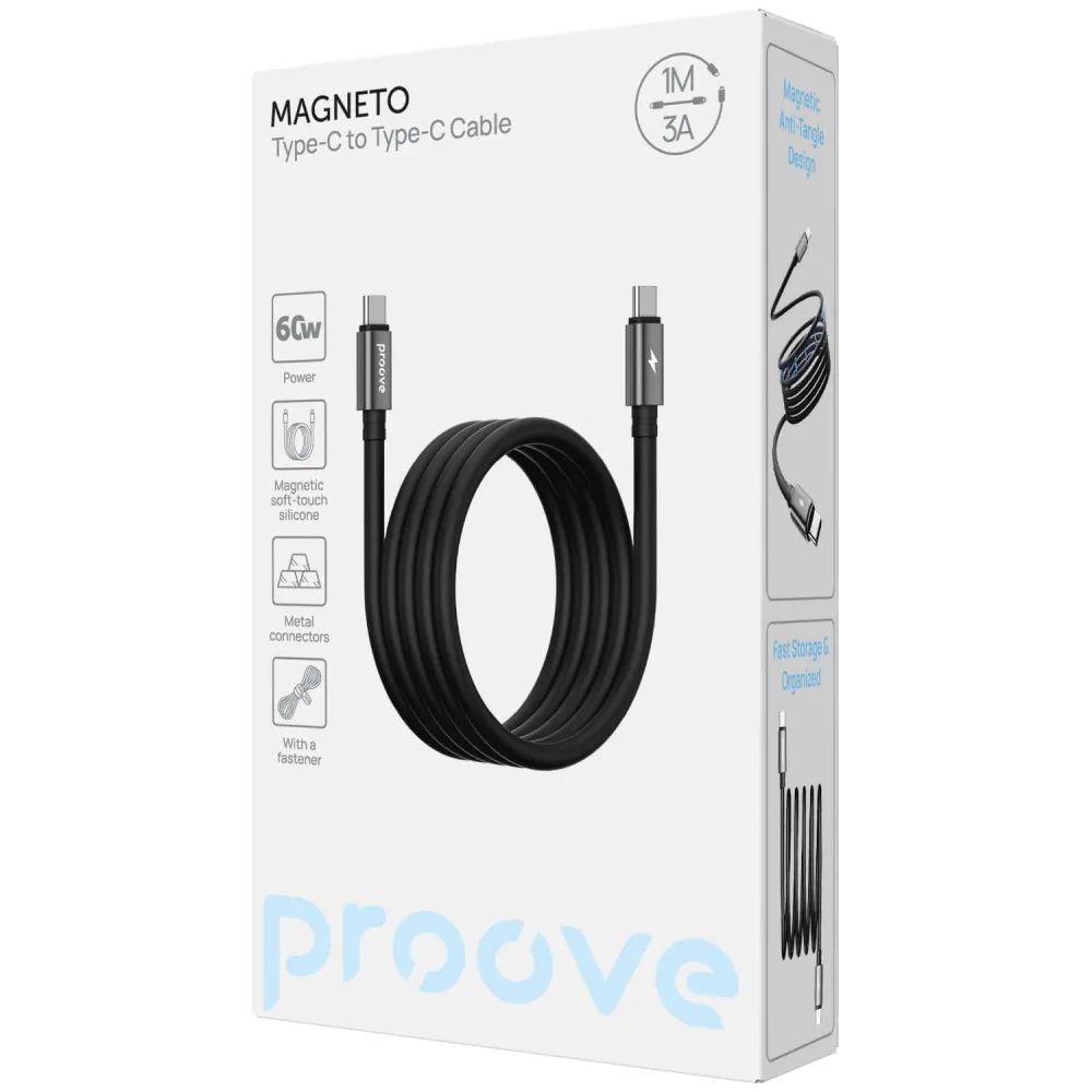 Кабель Proove Magneto Type-C to Type-C 60W (1m) (black) - мініатюра 2
