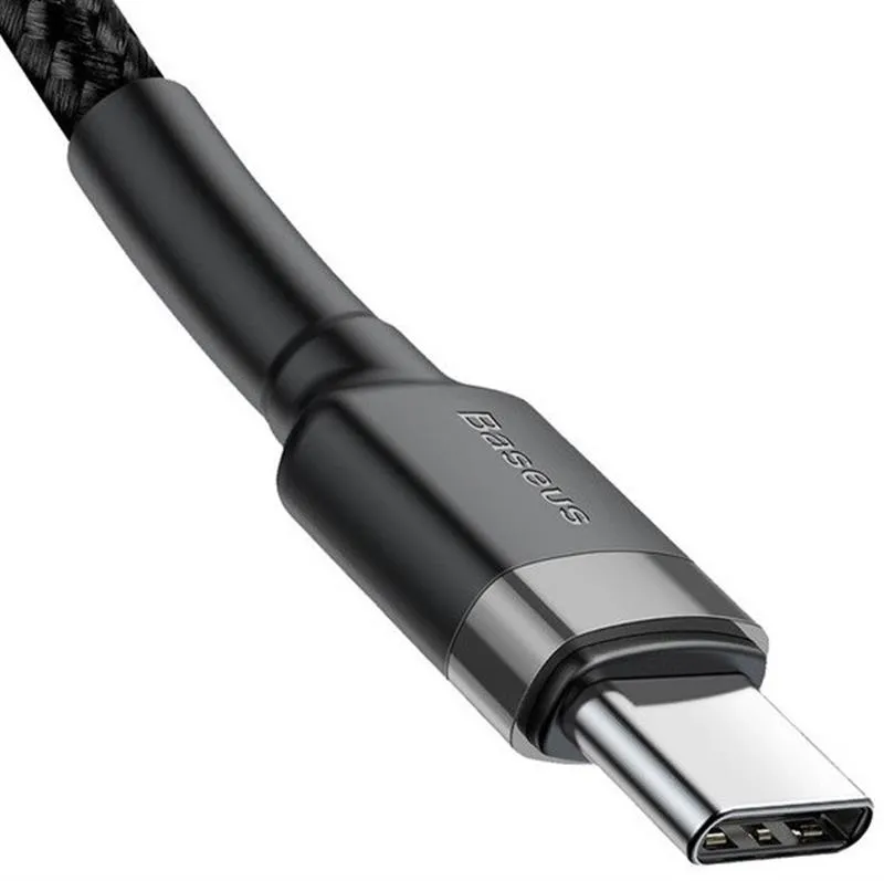 Кабель Baseus Cafule USB-С-USB-C, 3A, 1м Gray/Black (CATKLF-GG1) - мініатюра 2