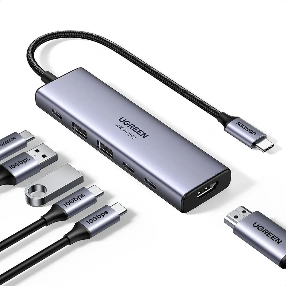 USB-хаб Ugreen CM511 USB 3.2 Type-C - 2xUSB 3.0, HDMI, 2xUSB Type-C PD (35999) - мініатюра 2