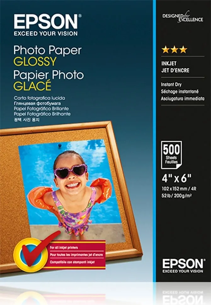 Фотопапiр EPSON Glossy Photo Paper глянсовий 200г/м2 10х15см 500арк. (C13S042549) - зображення 1