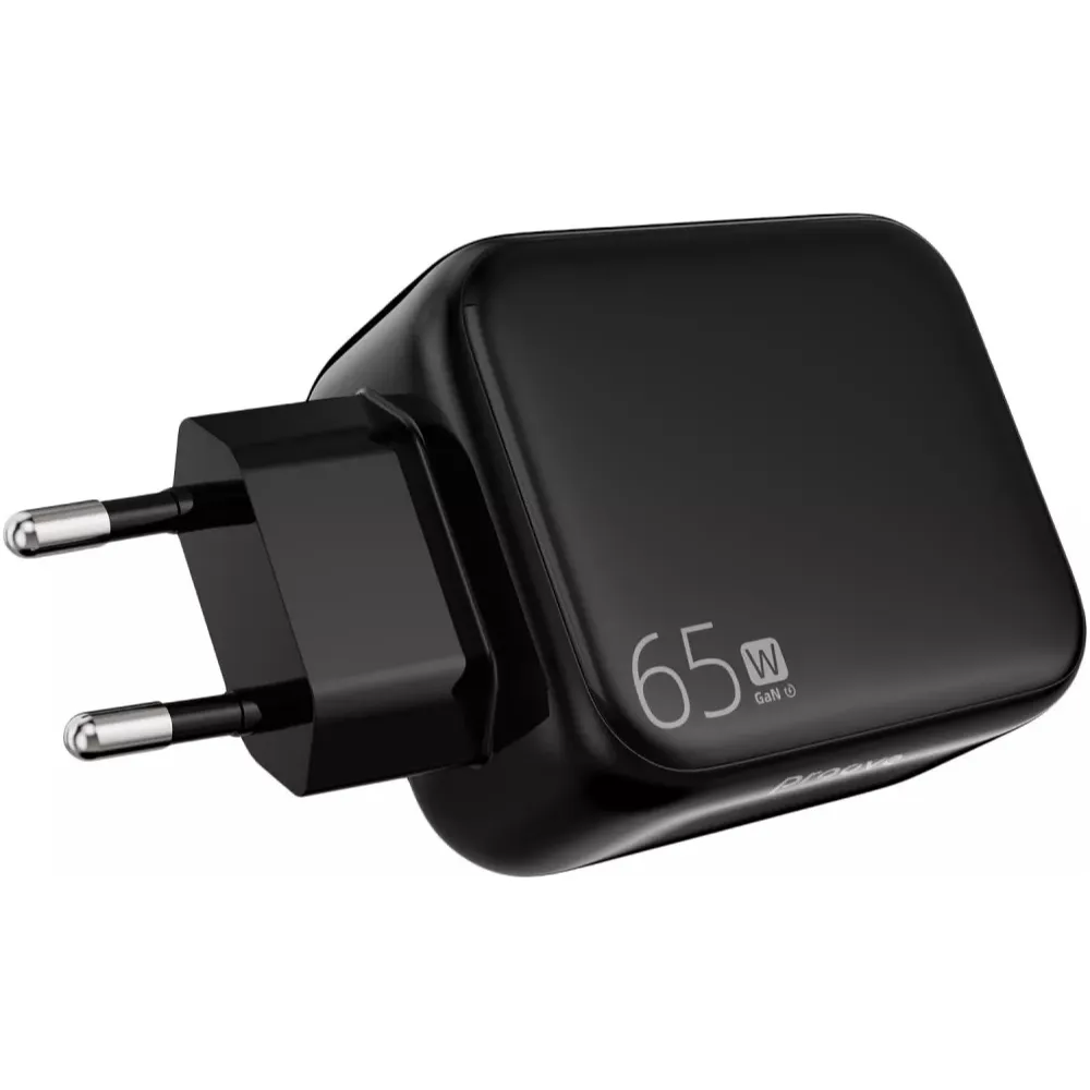 Мережевий зарядний пристрій Proove Fixtape GaN (1USB-C, вбудований кабель USB-C) 65W Black (WCFP65010201) - зображення 1