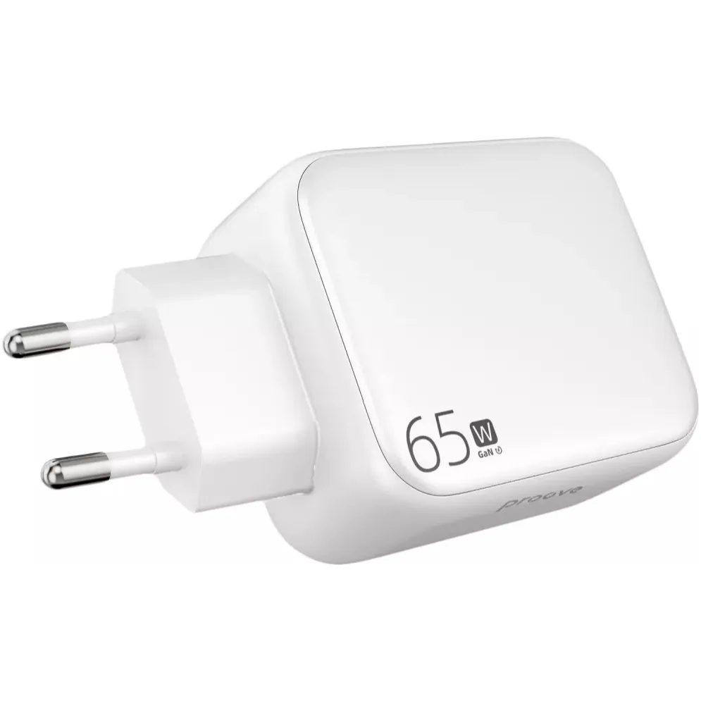 Мережевий зарядний пристрій Proove Fixtape GaN (1USB-C, вбудований кабель USB-C) 65W White (WCFP65010202) - зображення 1