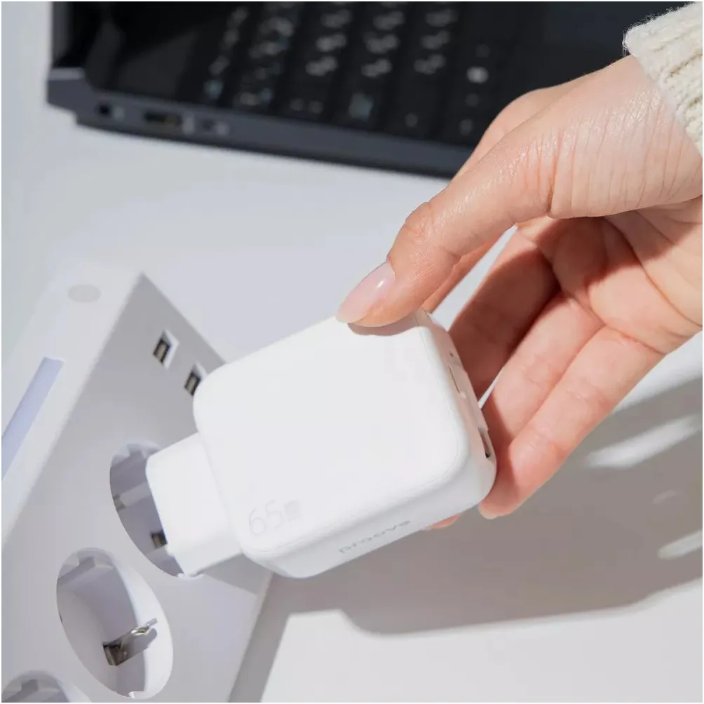 Мережевий зарядний пристрій Proove Fixtape GaN (1USB-C, вбудований кабель USB-C) 65W White (WCFP65010202) - мініатюра 6