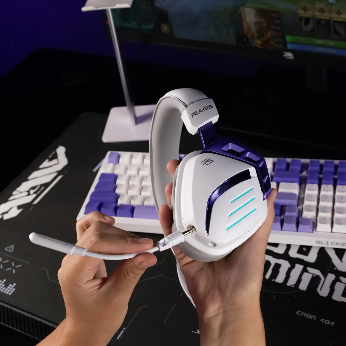 Bluetooth-гарнітура Proove Gaming Rage (APP) White/Purple (WHRG00020002) - мініатюра 9