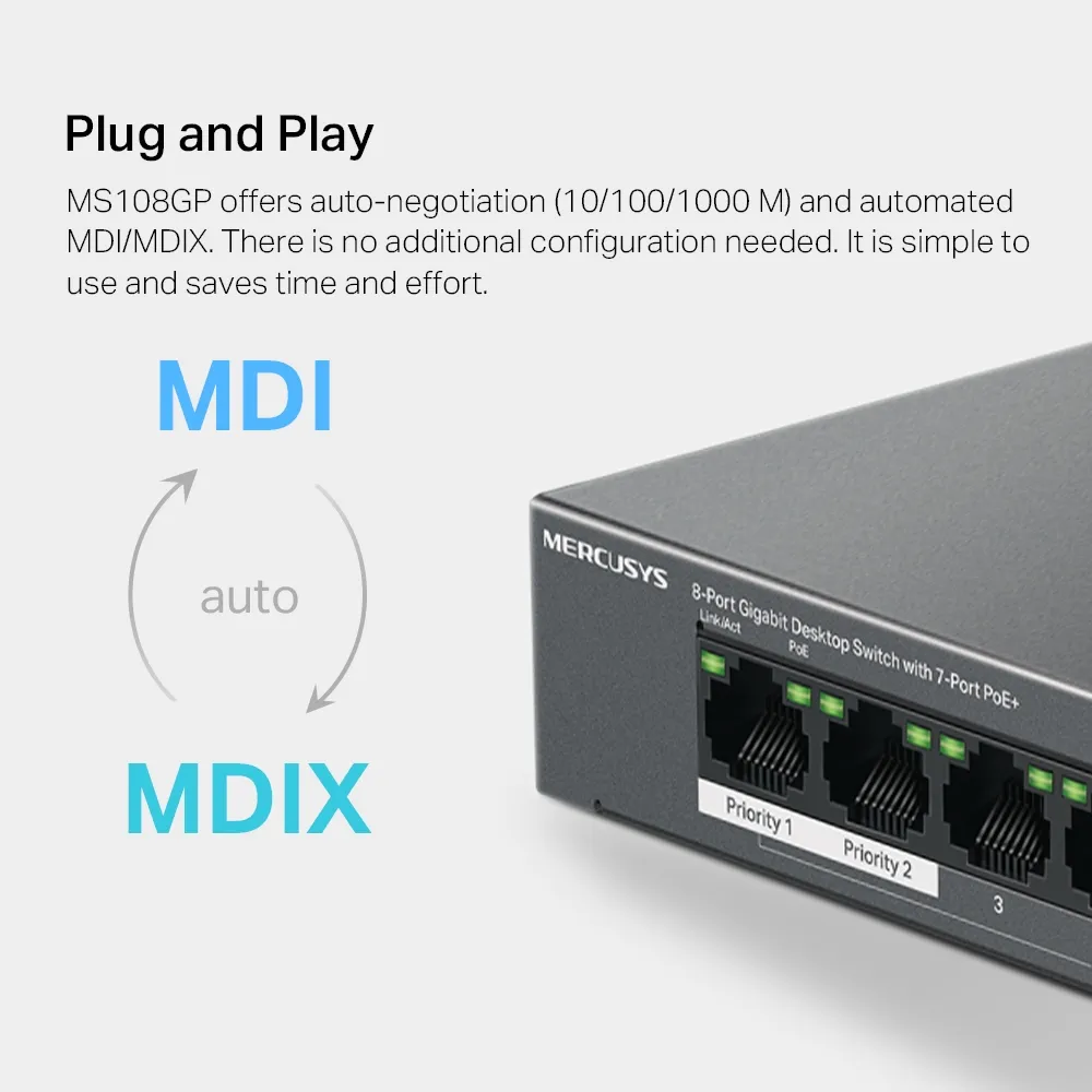 Комутатор Mercusys MS108GP - мініатюра 9