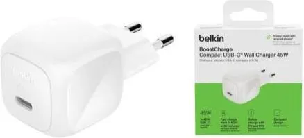 Мережевий зарядний пристрій Belkin BoostCharge Compact USB-C Wall Charger 45W White (WCA013KQWH) - мініатюра 4