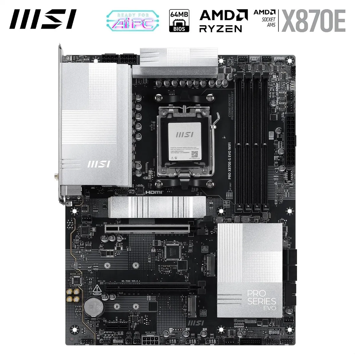 Материнська плата MSI PRO X870E-S EVO WIFI Socket AM5 - мініатюра 8