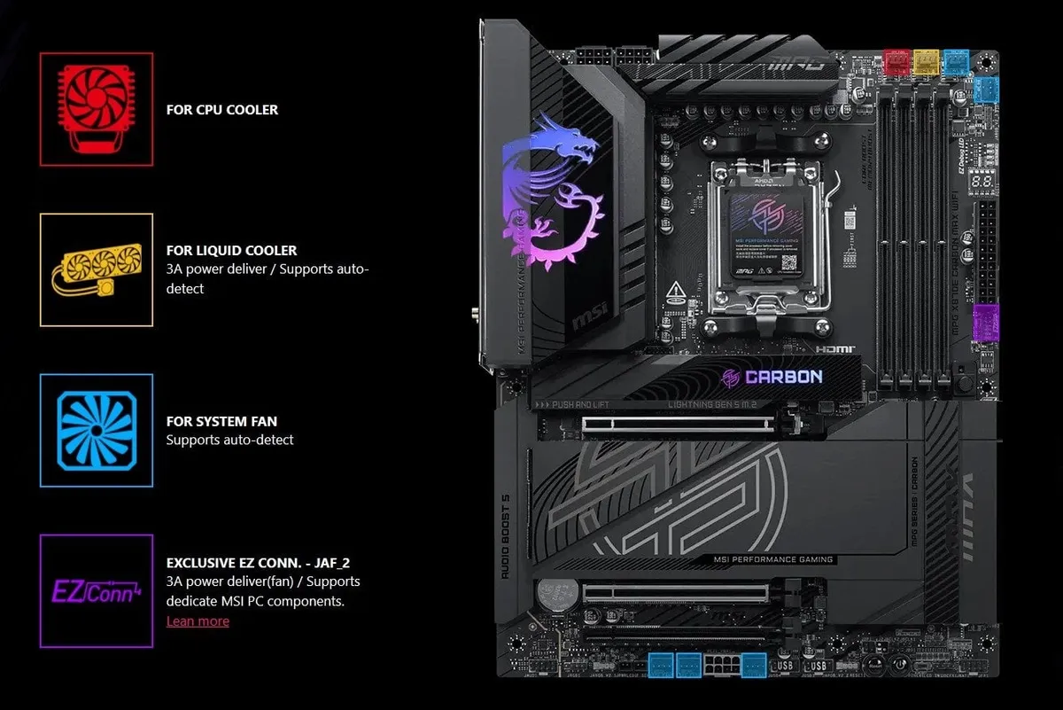 Материнська плата MSI MPG X870E Carbon Max WiFi Socket AM5 - мініатюра 6